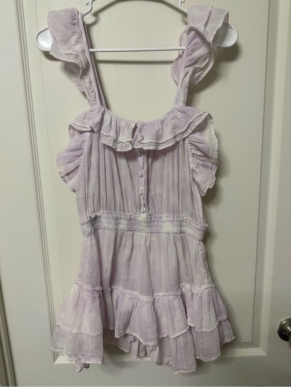 Love shack fancy light purple ruffle mini dress